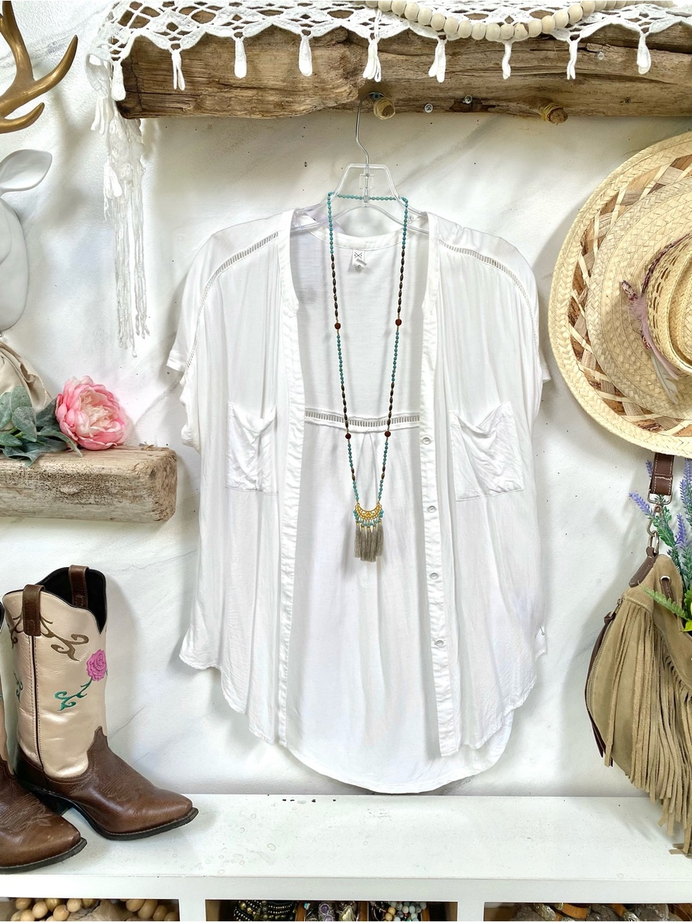 Anthropologie Gentle Fawn shirt /cover up Boho Blouse w resort vacay beach vibe